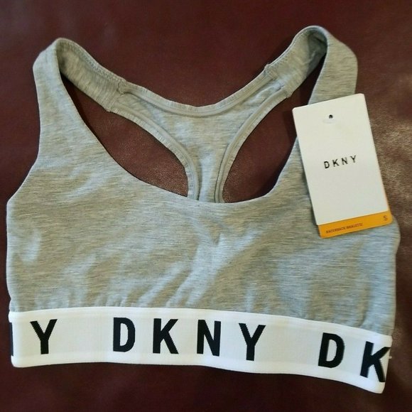 DKNY Intimates DK4519 Racerback Bralette Grey White Black Size Small New - Picture 3 of 7
